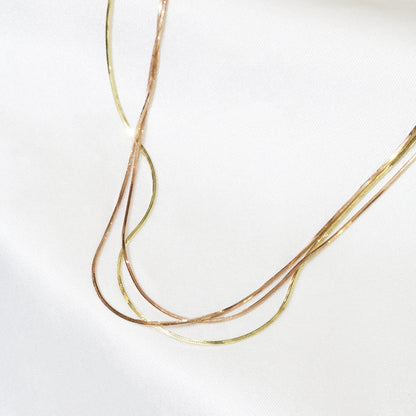 18k Gold Chain Snake Bone Necklace (White/Rose/Yellow Gold)