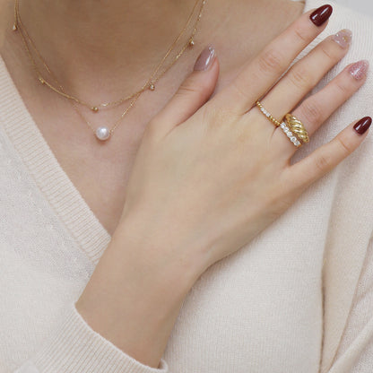 18k 黃金牛角包戒指 18k Yellow Gold Colette Croissant Ring 18k金輕奢鑽石排戒 18k Gold 0.60ct Round Diamond Eternity Ring