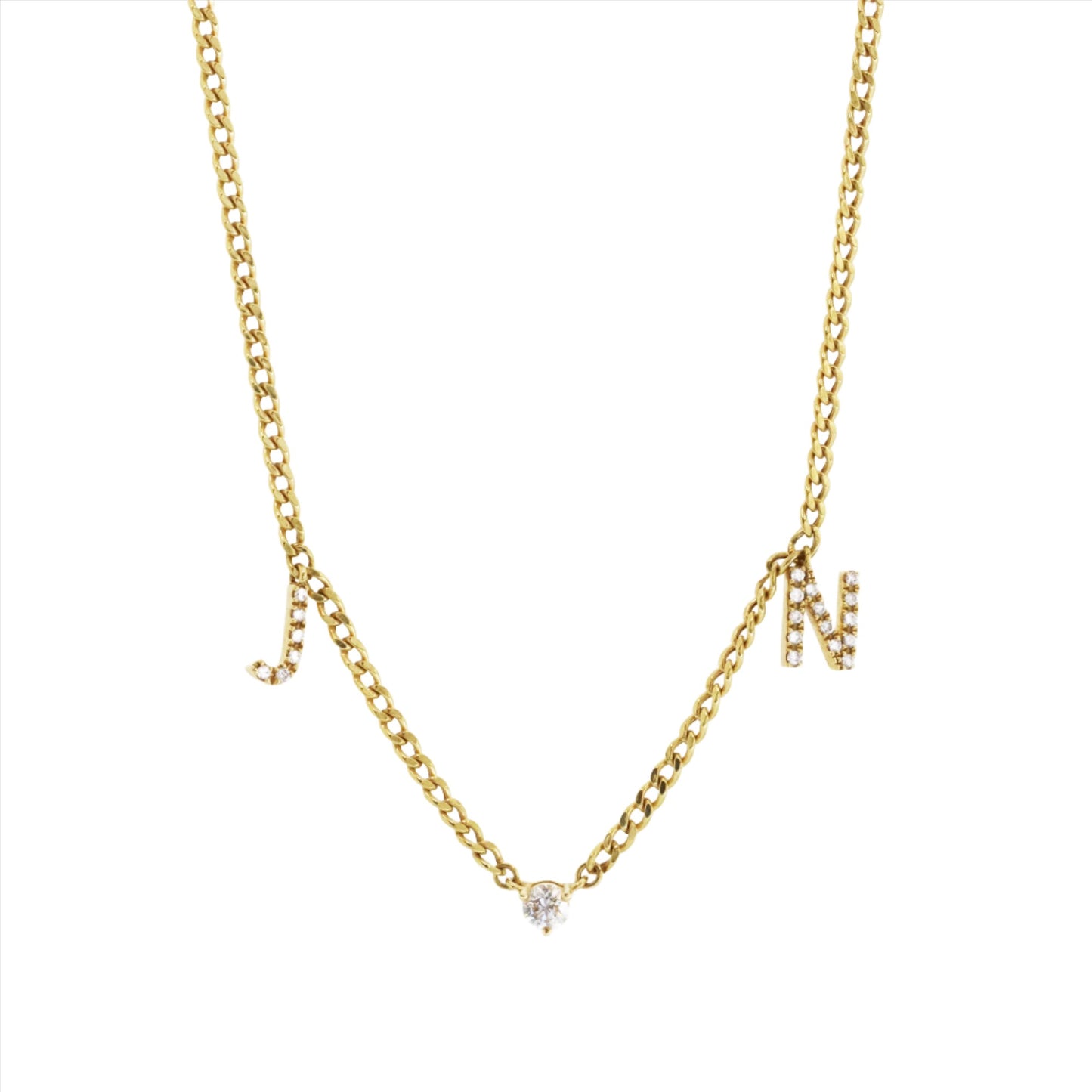 18k Gold Initial Diamond Necklace