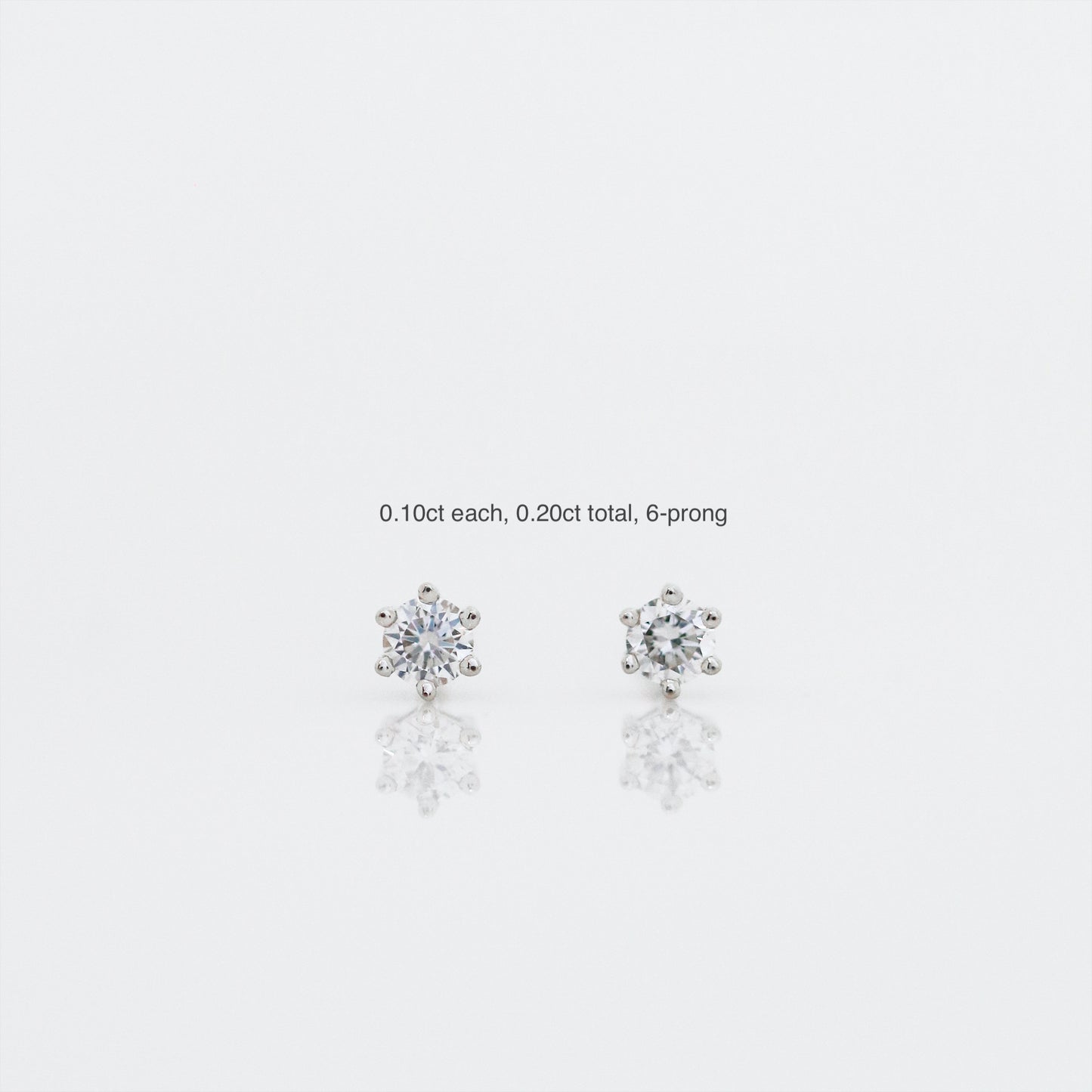 18k White Gold Classic 4-prong/6-prong Round Diamond Stud Earrings, Single or Pair