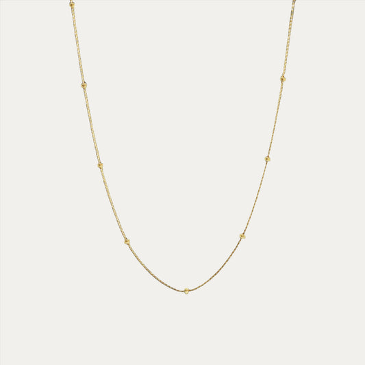 18k Yellow Gold Beaded Adjustable Necklace