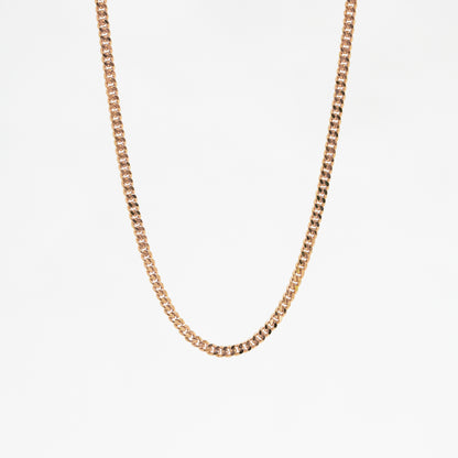 18k Rose Gold 2.2mm Cuban Chain Necklace 18k玫瑰金古巴頸鏈