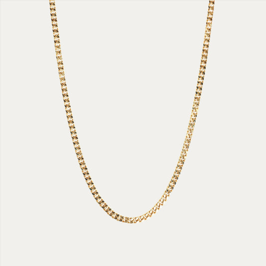 18k Gold 2.2mm Cuban Chain Necklace (White/Rose/Yellow Gold)
