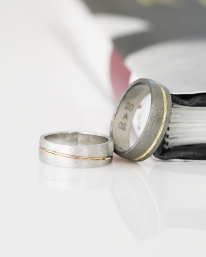 Black Gold with Yellow Gold & White gold with Rose Gold Wedding Bands
結婚對戒／情侶對戒
18K黑金配金線設計戒指 18K白金配玫瑰金線設計戒指