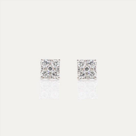 18k White Gold 0.36ct 4-Diamond Earrings, Single or Pair