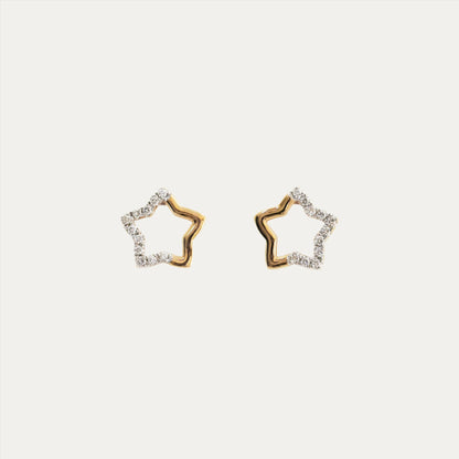 18k Rose Gold Star Diamond Earrings, Pair