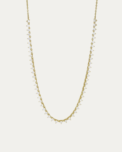 18k金鑽石頸鍊 頸鏈 18k Gold Half Diamond Tennis Necklace
