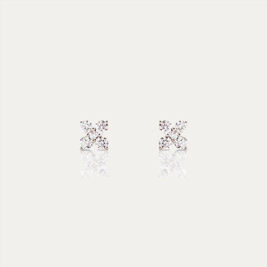8k White Gold 0.37ct Clover Diamond Earrings 18k白金四葉草形鑽石耳環