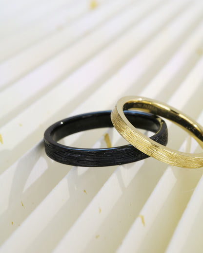 18k黑金配黃金樹紋戒指 Tree Pattern Ring