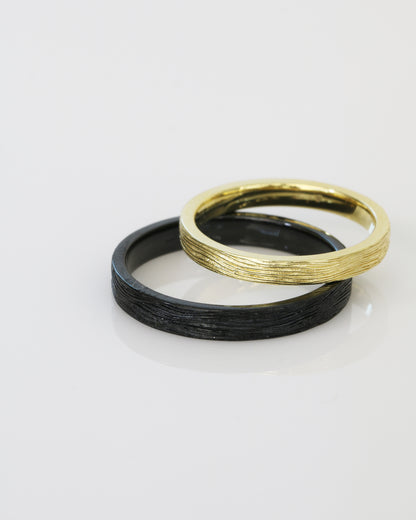 18k黑金配黃金樹紋戒指 Tree Pattern Ring