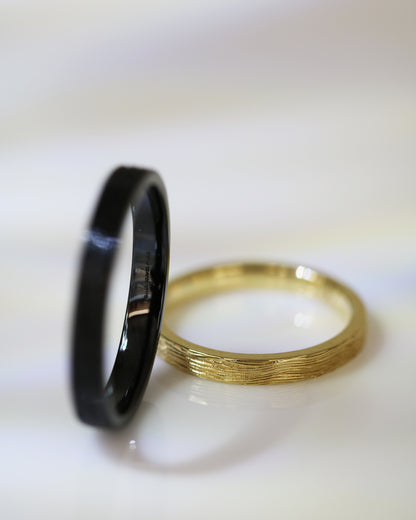 18k黑金配黃金樹紋戒指 Tree Pattern Ring