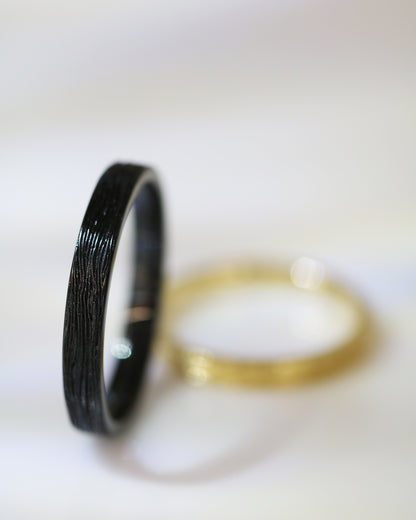 18k黑金配黃金樹紋戒指 Tree Pattern Ring