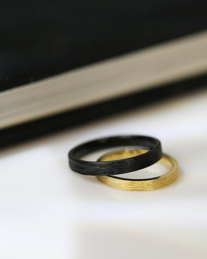 18k黑金配黃金樹紋戒指 Tree Pattern RIng