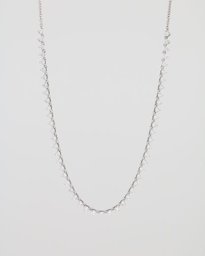 18k金鑽石頸鍊 頸鏈 18k Gold Half Diamond Tennis Necklace