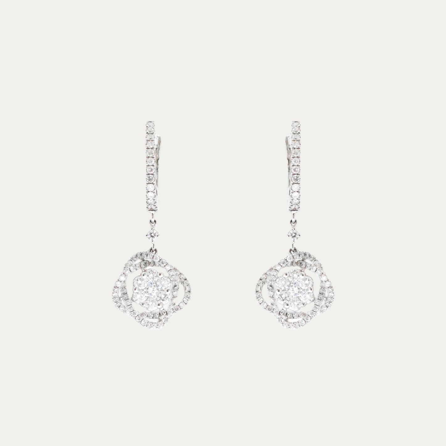 18k White Gold 1.33ct Diamond Dangle Earrings, Pair