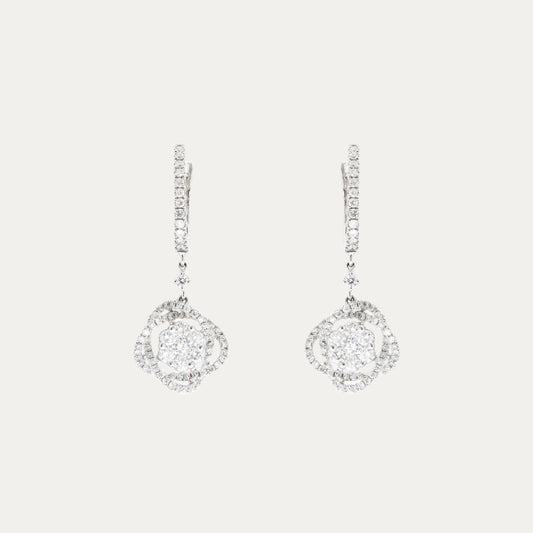 18k White Gold 1.33ct Diamond Dangle Earrings, Pair