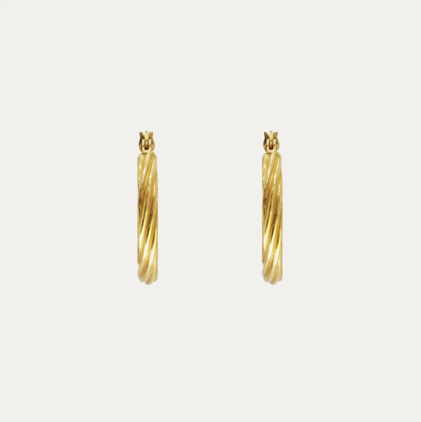 18k Yellow Gold Huggie Hoop Earrings, Pair