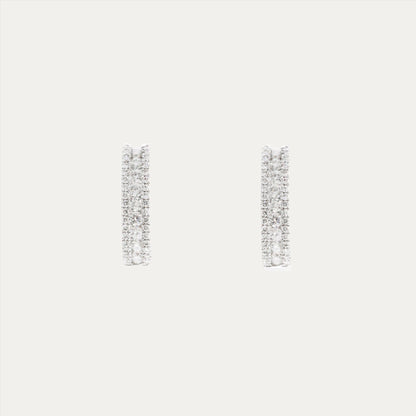 18k White Gold Diamond Hoop Earrings, Pair