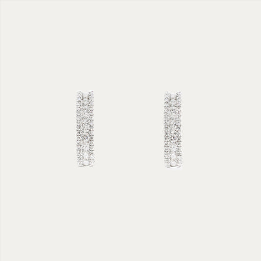 18k White Gold Diamond Hoop Earrings, Pair