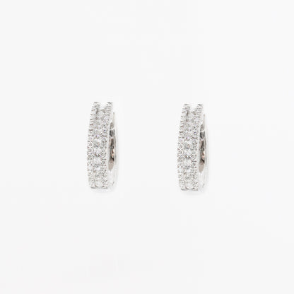 18k White Gold Diamond Hoop Earrings, Pair