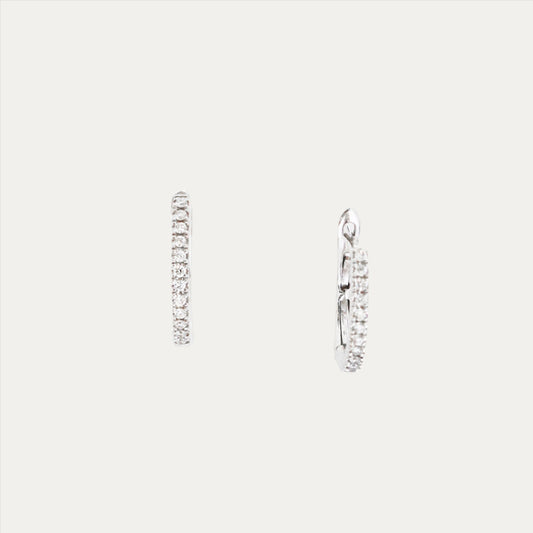18k White Gold 0.11ct Diamond Huggie Earrings, Pair