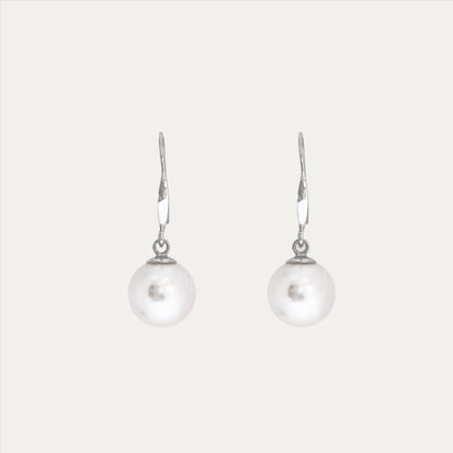 18k White Gold 8.5-9mm Akoya Pearl Dangle Earrings, Pair