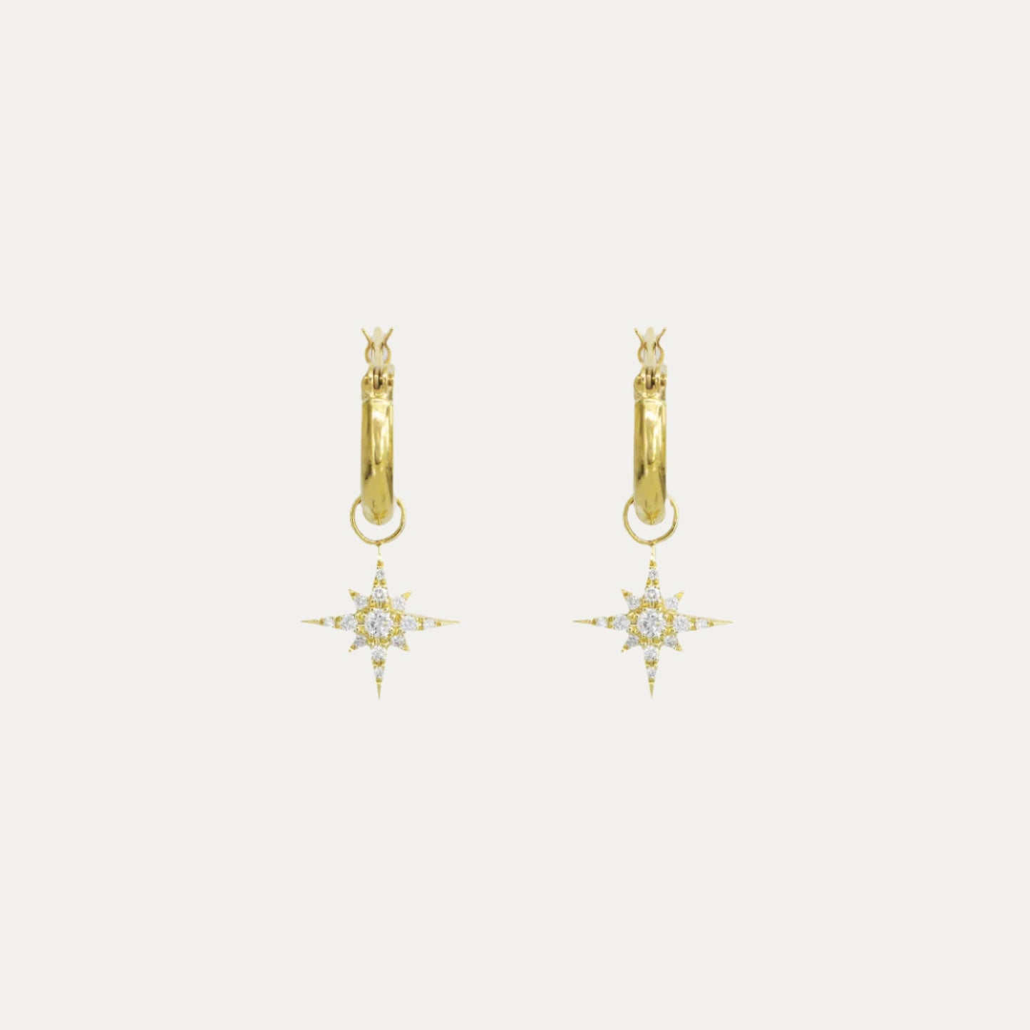 18k Gold Meteorites Diamond Huggie Dangle Earrings, Single or Pair