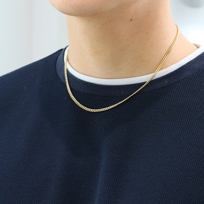18k Gold 2.8mm Cuban Chain Necklace (White/Rose/Yellow Gold)