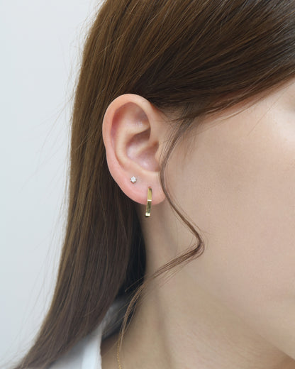 18k Yellow Gold Hexagon Huggie Earrings, Pair