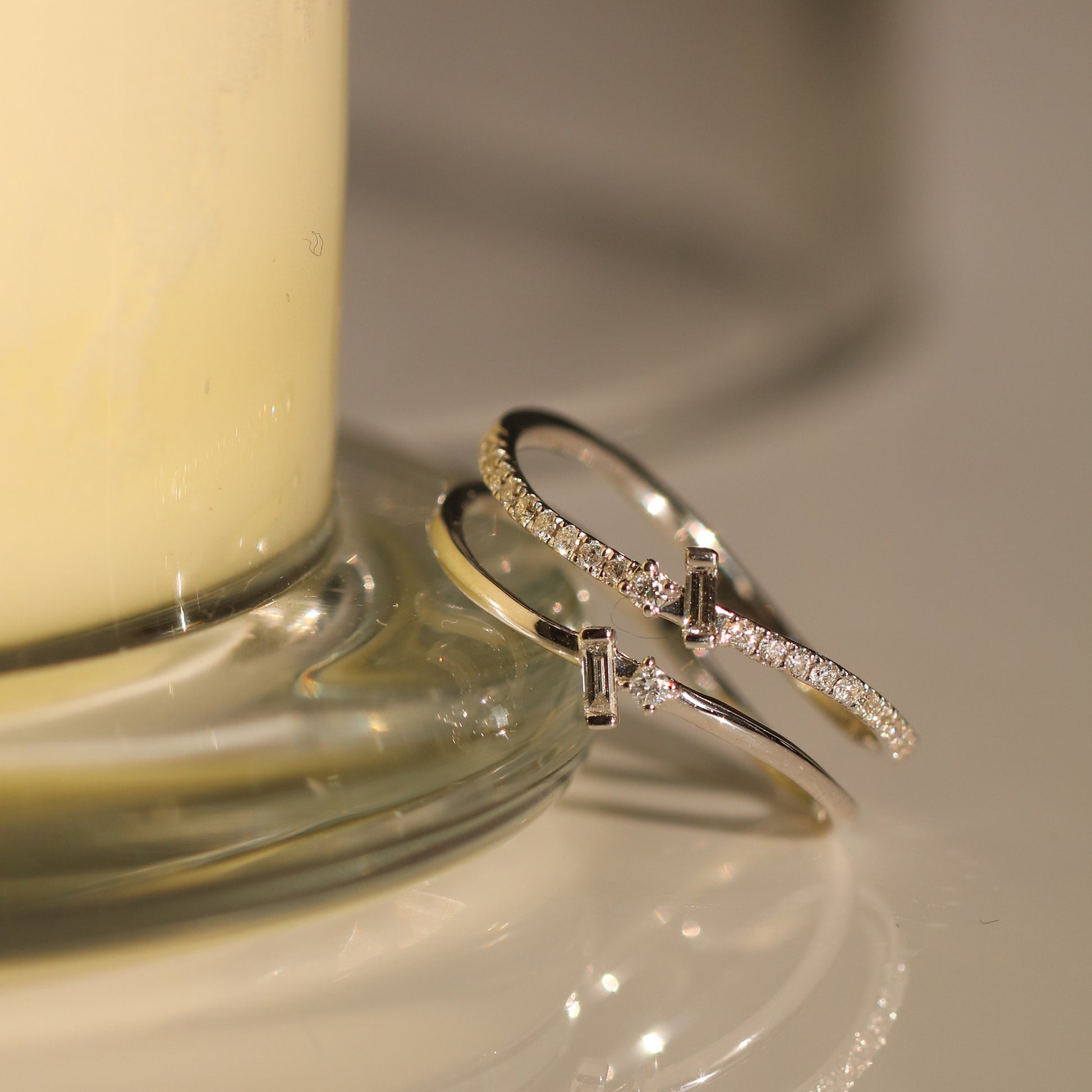 18k白金雙排長方切割鑽石戒指 18k White Gold Two-Row Baguette Diamond Ring