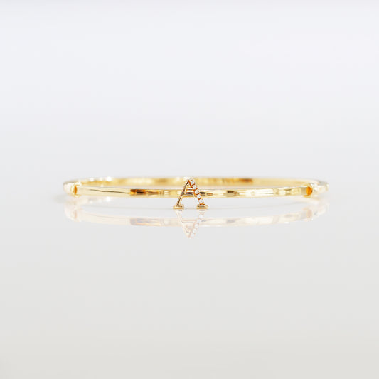 18k Rose Gold Alphabet A-Z Diamond Charm Bangle
