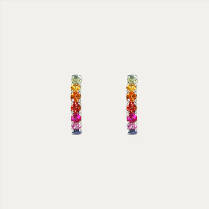 18k White Gold 0.99ct Multi-color Sapphire Earrings 18k白金彩色藍寶石耳環