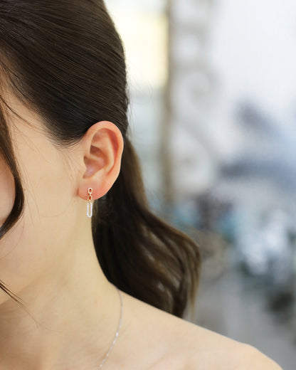 18k Rose White Gold Chain Diamond Dangle Earrings, Pair