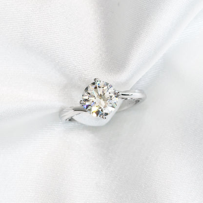Forsythia Vintage 18k White Gold 4-Prong Diamond Engagement Ring Setting 18k白金四爪通花線條蕾絲花紋求婚鑽石戒指款式