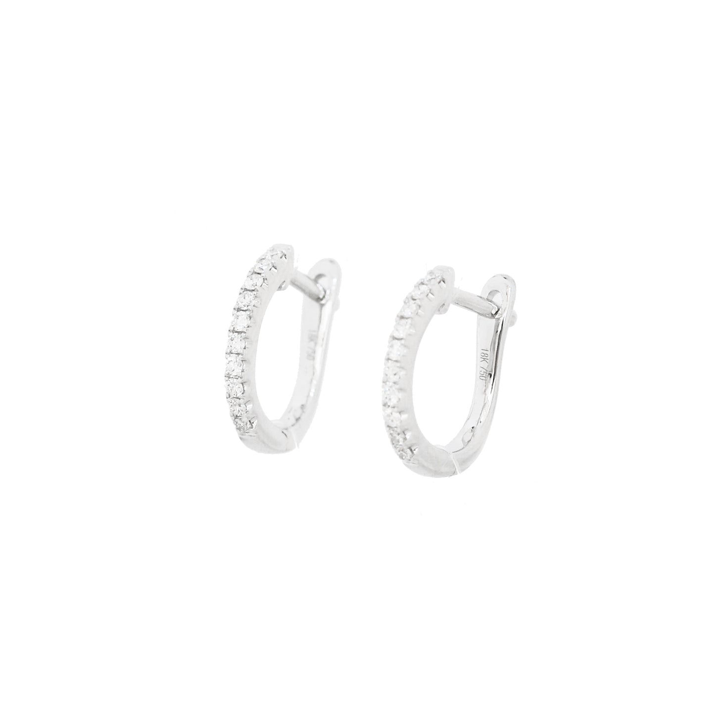 18k White Gold 0.16ct Diamond Huggie Earrings, Pair