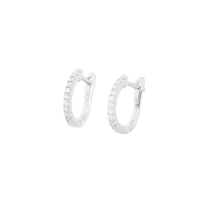 18k White Gold 0.16ct Diamond Huggie Earrings, Pair