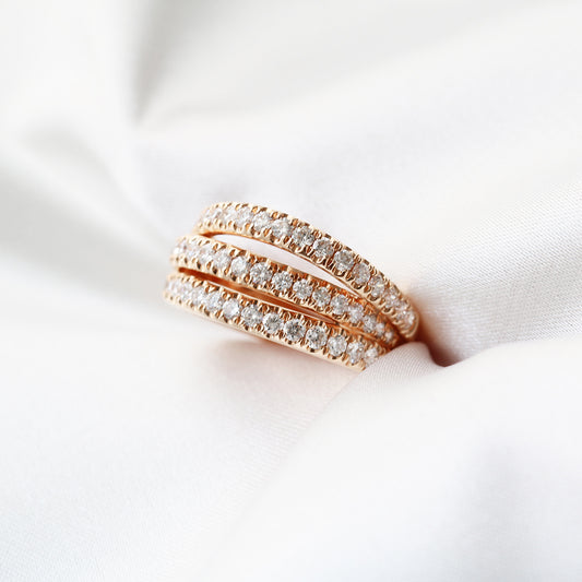 18k玫瑰金三排鑽石戒指18k Rose Gold 3-row Eternity Diamond Ring