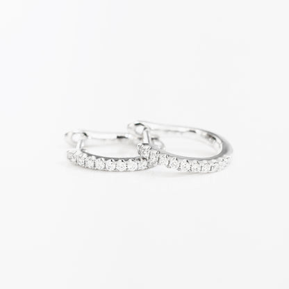 18k White Gold 0.16ct Diamond Huggie Earrings, Pair