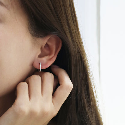 18k White Gold 0.16ct Diamond Huggie Earrings, Pair