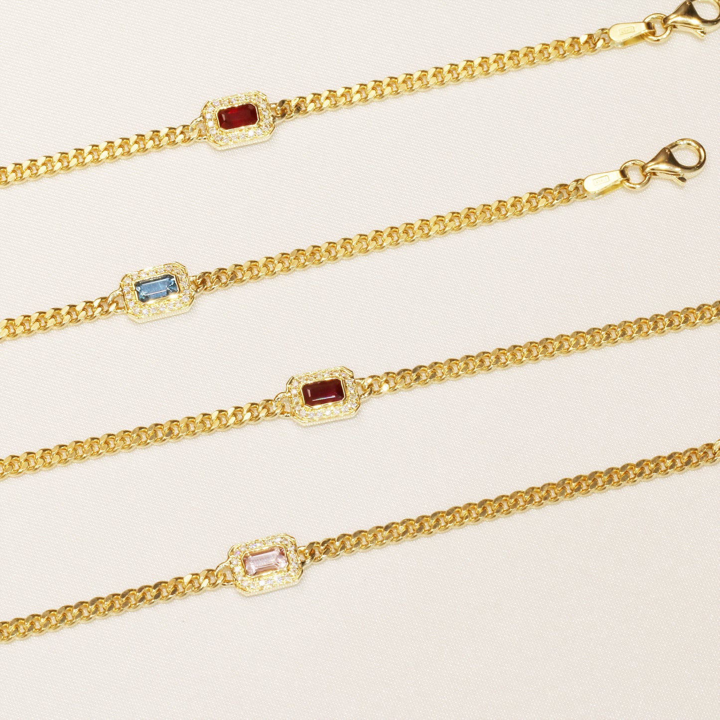 Gemstone Diamond Cuban Chain Bracelet
