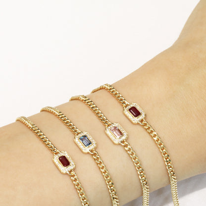 Gemstone Diamond Cuban Chain Bracelet-Bracelets,Patrea Jewelry,birthstone jewelry Hong Kong, Aquamarine jewelry hk, Bespoke gemstone jewelry HK, Luxury aquamarine 18k gold, 海藍寶首飾 推薦, 天然海藍寶石, 藍寶石 珠寶 香港, Jewelry HK Online, 海藍 寶 價格