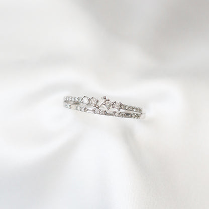   18k白金雙排鑽石戒指 18k White Gold Double Row Cluster Ring