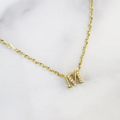 18k Gold Alphabet A-Z Diamond Charm Pendant