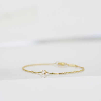 Solitaire 0.10ct/0.15ct Round Diamond Bracelet (White/Rose/Yellow Gold)