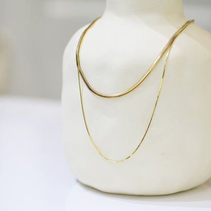 18k Gold Chain Snake Bone Necklace (White/Rose/Yellow Gold)