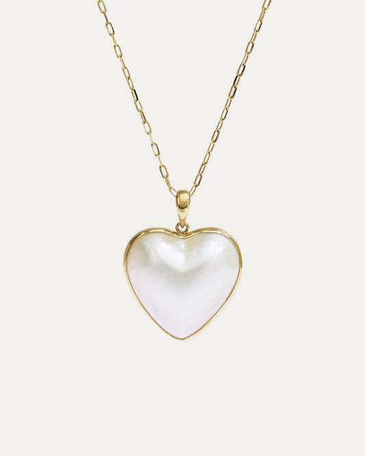 18k Yellow Gold Heart-shaped Mabe Pearl Necklace