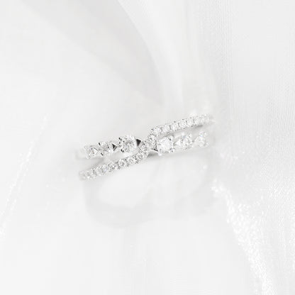 18k白金鑽石排戒 18k White Gold Crossover Diamond Ring