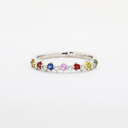18k白金彩虹藍寶石鑽石戒指 18k White Gold Diamond & Color Sapphire Ring