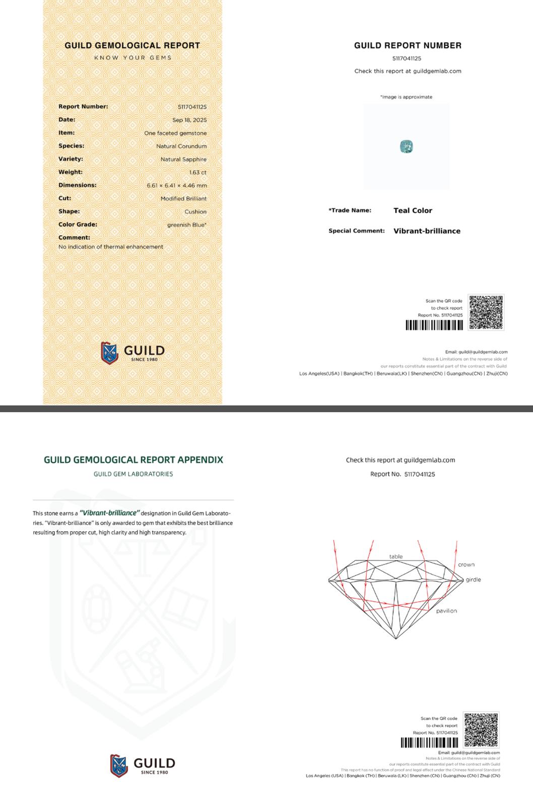 Unheated Teal Sapphire Cushion 1.63ct with Certificate