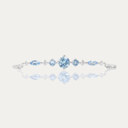 Round-shaped Aquamarine Diamond Bracelet-Bracelets,Patrea Jewelry,birthstone jewelry Hong Kong, Aquamarine jewelry hk, Bespoke gemstone jewelry HK, Luxury aquamarine 18k gold, 海藍寶首飾 推薦, 天然海藍寶石, 藍寶石 珠寶 香港, Jewelry HK Online, 海藍 寶 價格